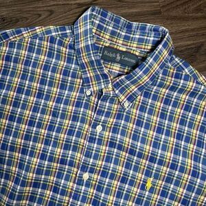 Ralph Lauren Oxford Long Sleeve Button Down Shirt Plaid Men's‎ Size XL
